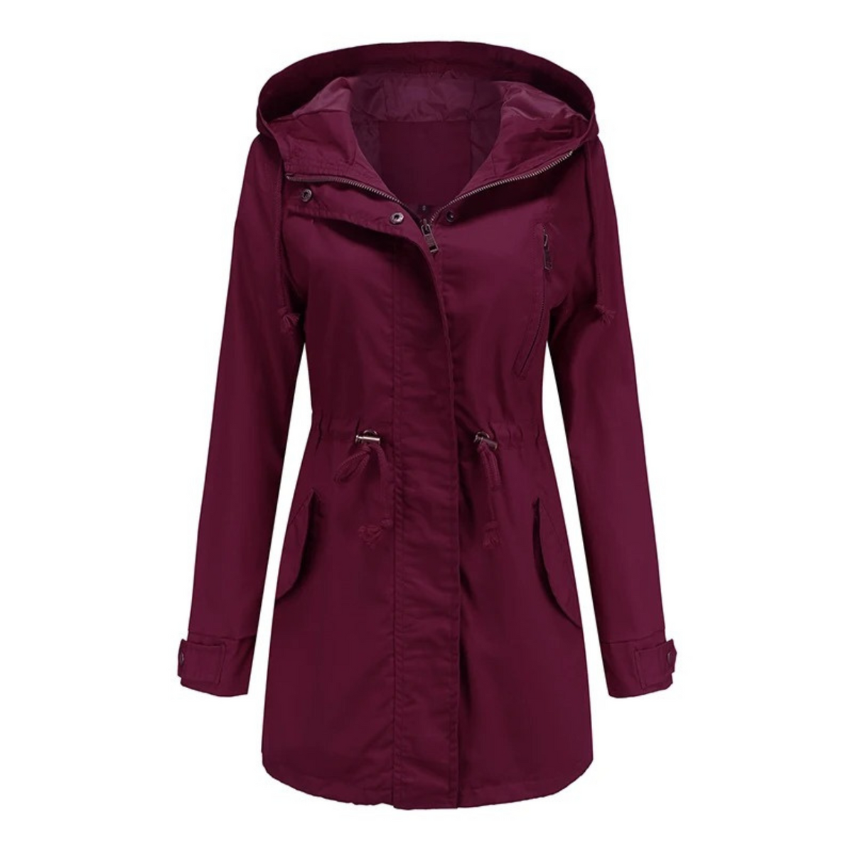 Women's Hooded Utility Parka – Zip-Front, Drawstring Waist hood detail