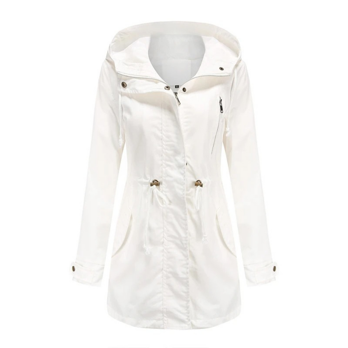 Women's Hooded Utility Parka – Zip-Front, Drawstring Waist pocket detail