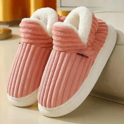 Pantofole da donna per interni con design a coste e suola antiscivolo