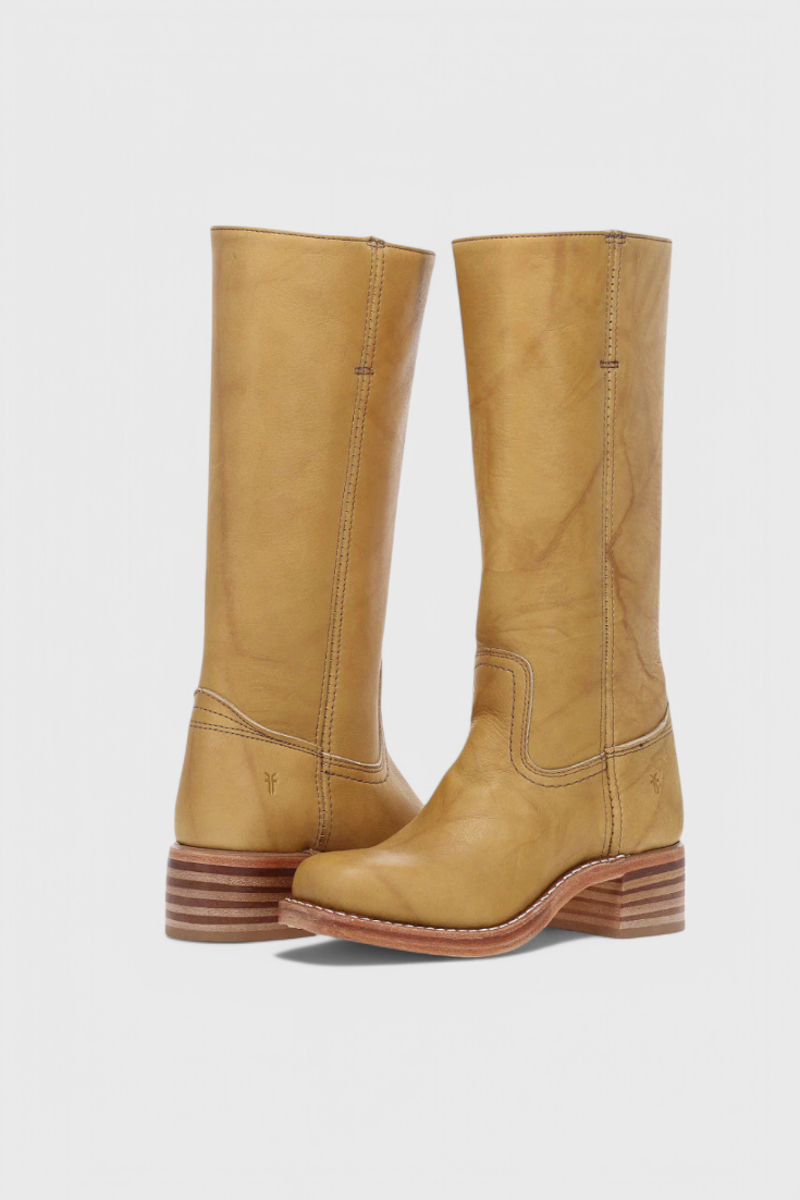 Women's Knee High Boots with Stacked Heel and Round Toe