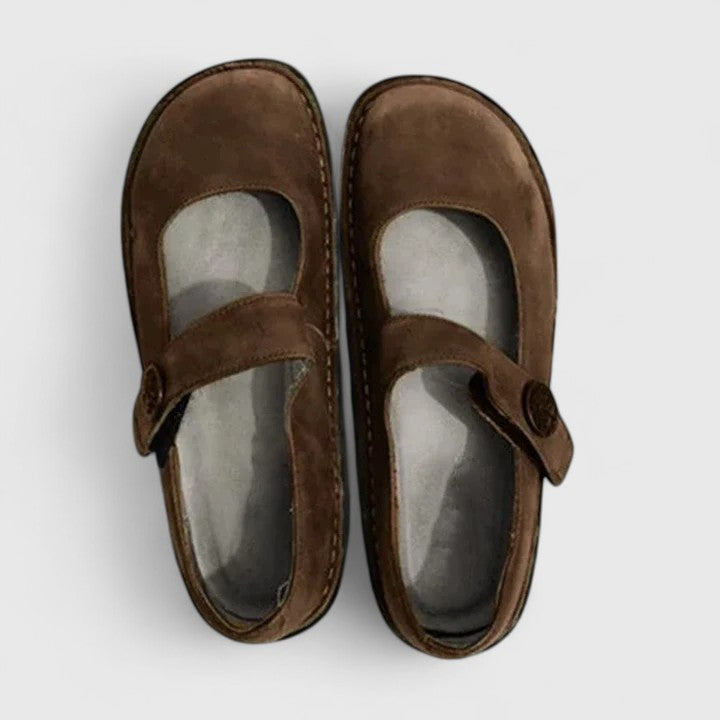 Women's Mary Jane Shoes – Round Toe, Buckle Strap, Low Heel