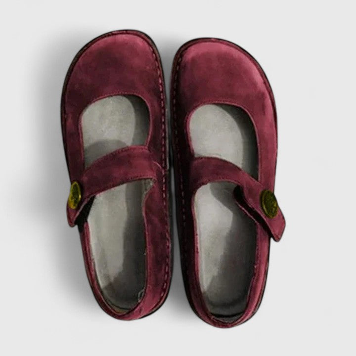 Women's Mary Jane Shoes – Round Toe, Buckle Strap, Low Heel