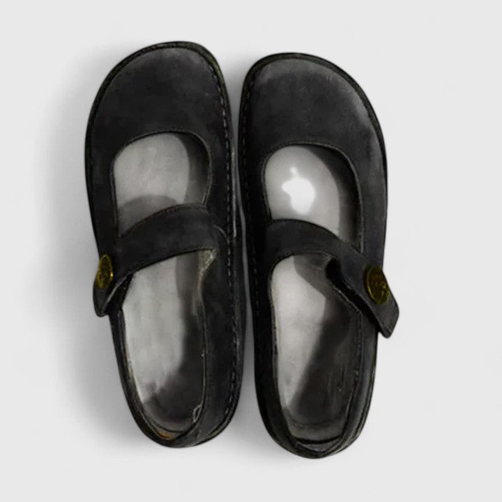 Women's Mary Jane Shoes – Round Toe, Buckle Strap, Low Heel