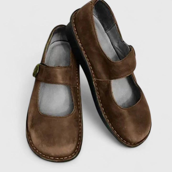 Women's Mary Jane Shoes – Round Toe, Buckle Strap, Low Heel