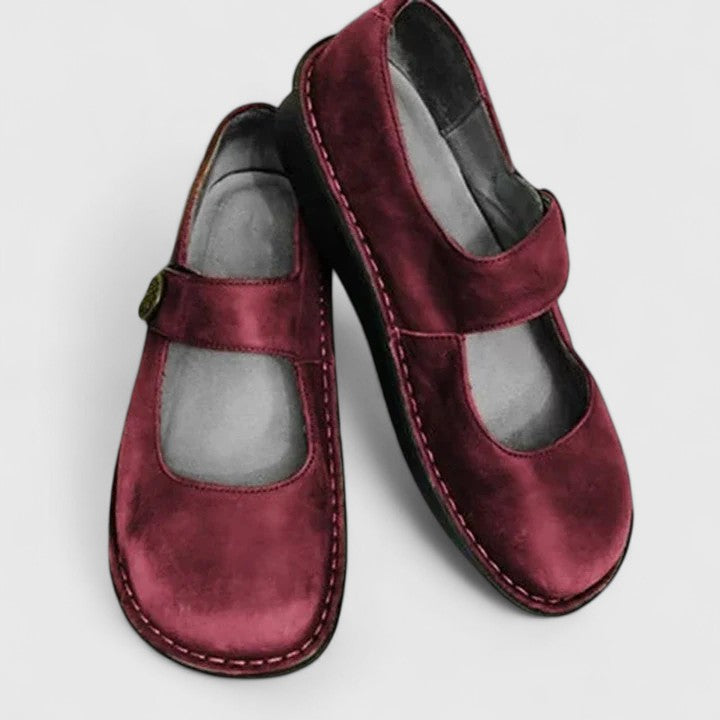 Women's Mary Jane Shoes – Round Toe, Buckle Strap, Low Heel