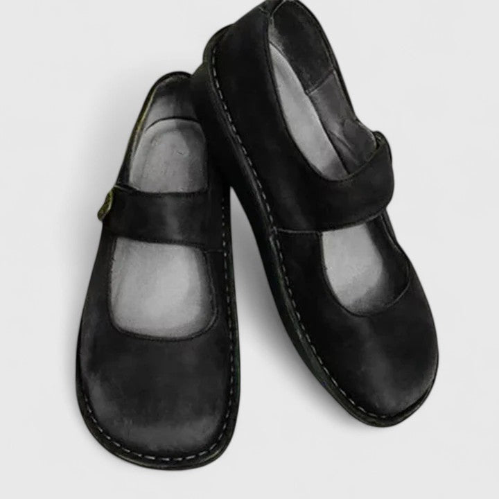 Women's Mary Jane Shoes – Round Toe, Buckle Strap, Low Heel