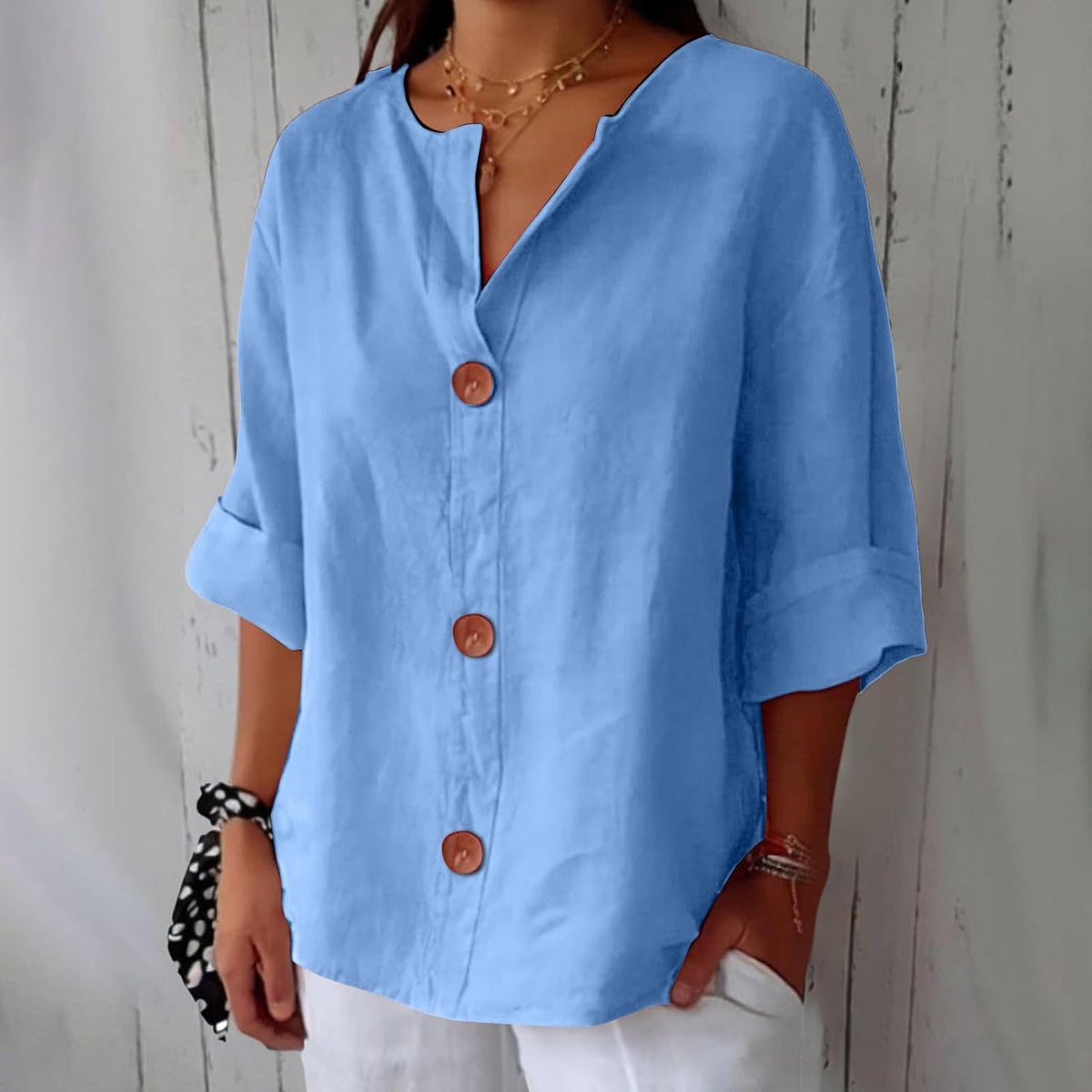 Hip-length blouse hemline view