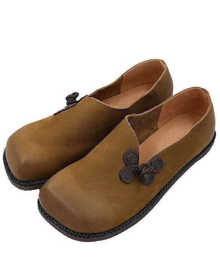 Close-up of the rounded square toe on the flat loafers