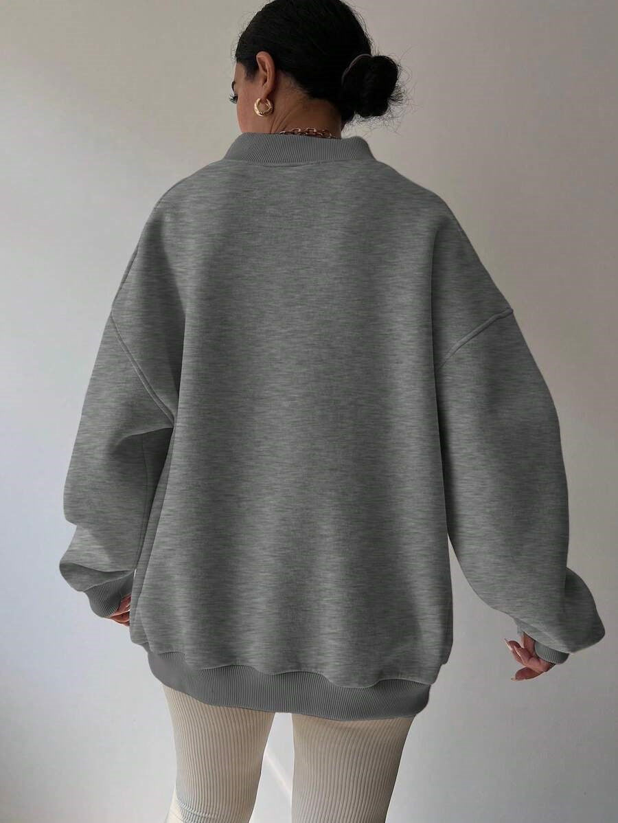 Women's V-Neck Oversized Jumper – Drop Shoulder, Ribbed Cuffs