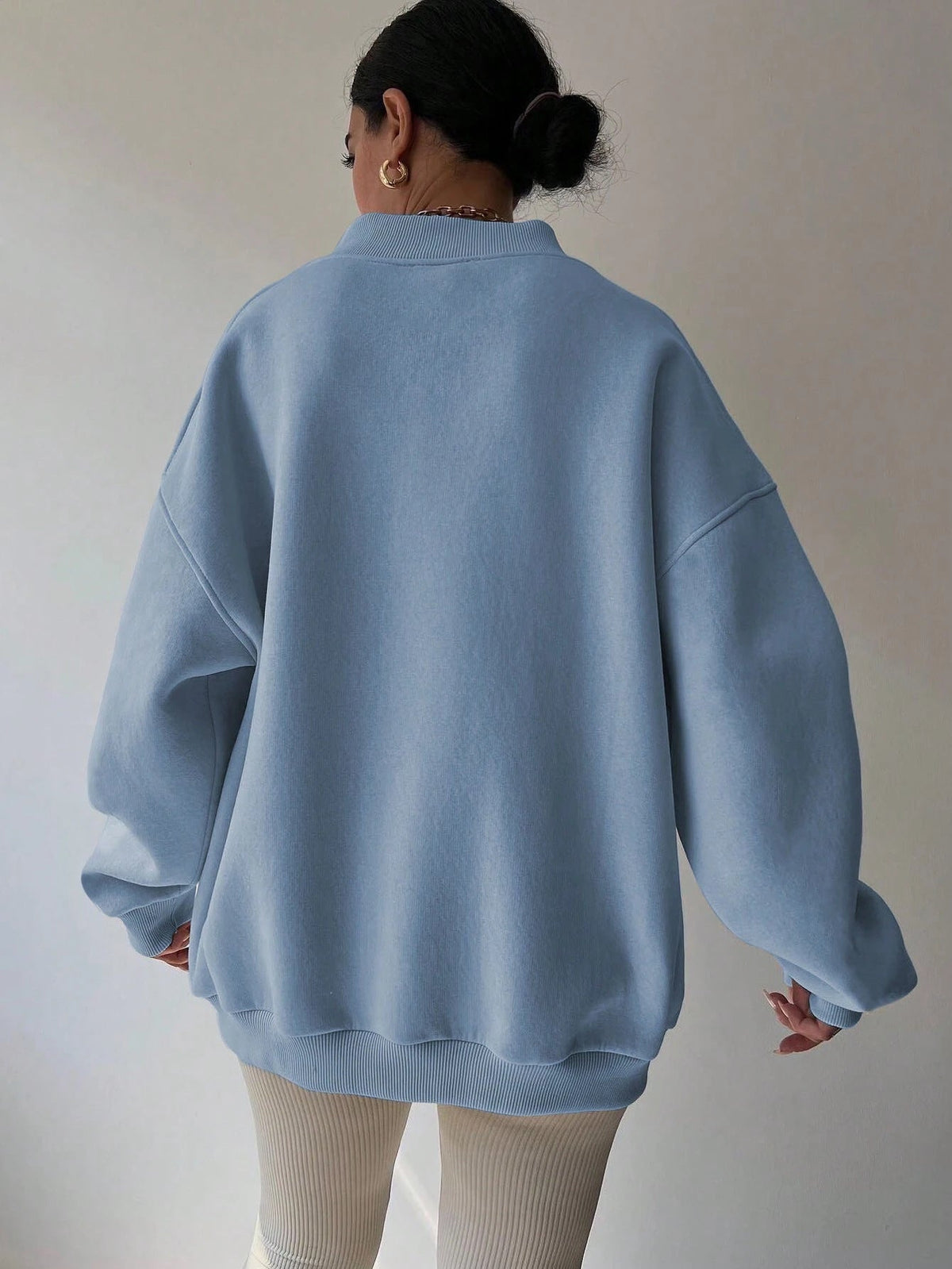 Women's V-Neck Oversized Jumper – Drop Shoulder, Ribbed Cuffs