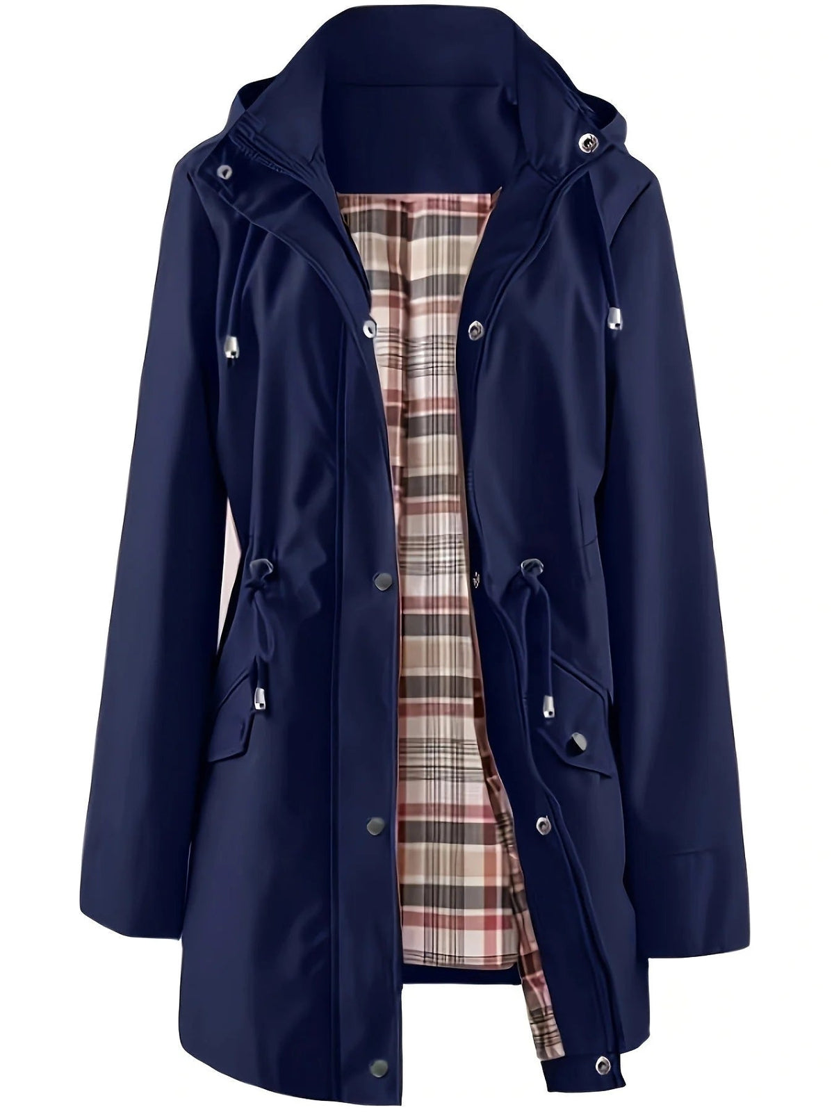 Women's Waterproof Hooded Rain Jacket – Detachable Hood, Drawcord Waist