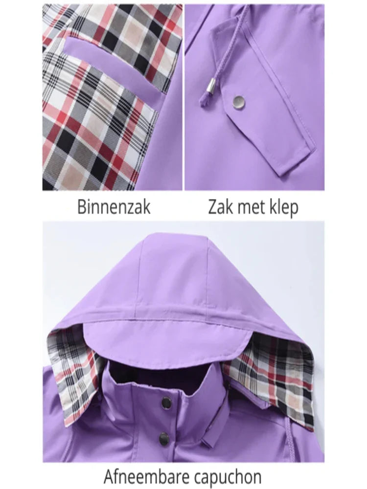 Women's Waterproof Hooded Rain Jacket – Removable Hood, Drawstring Waist waist drawstring