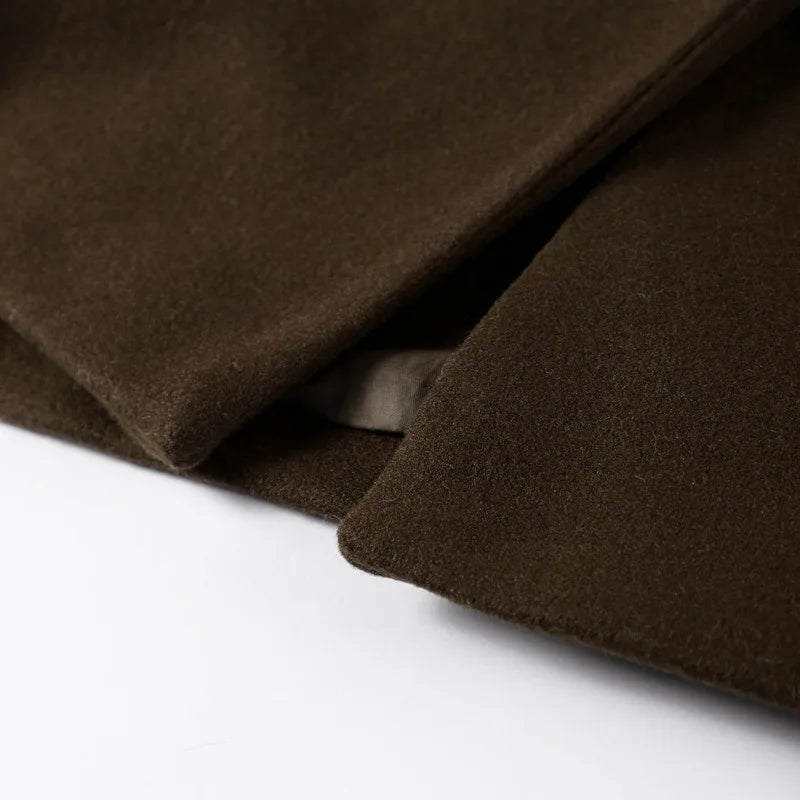 Women's Long Double-Breasted Trenchcoat with Lapel Collar