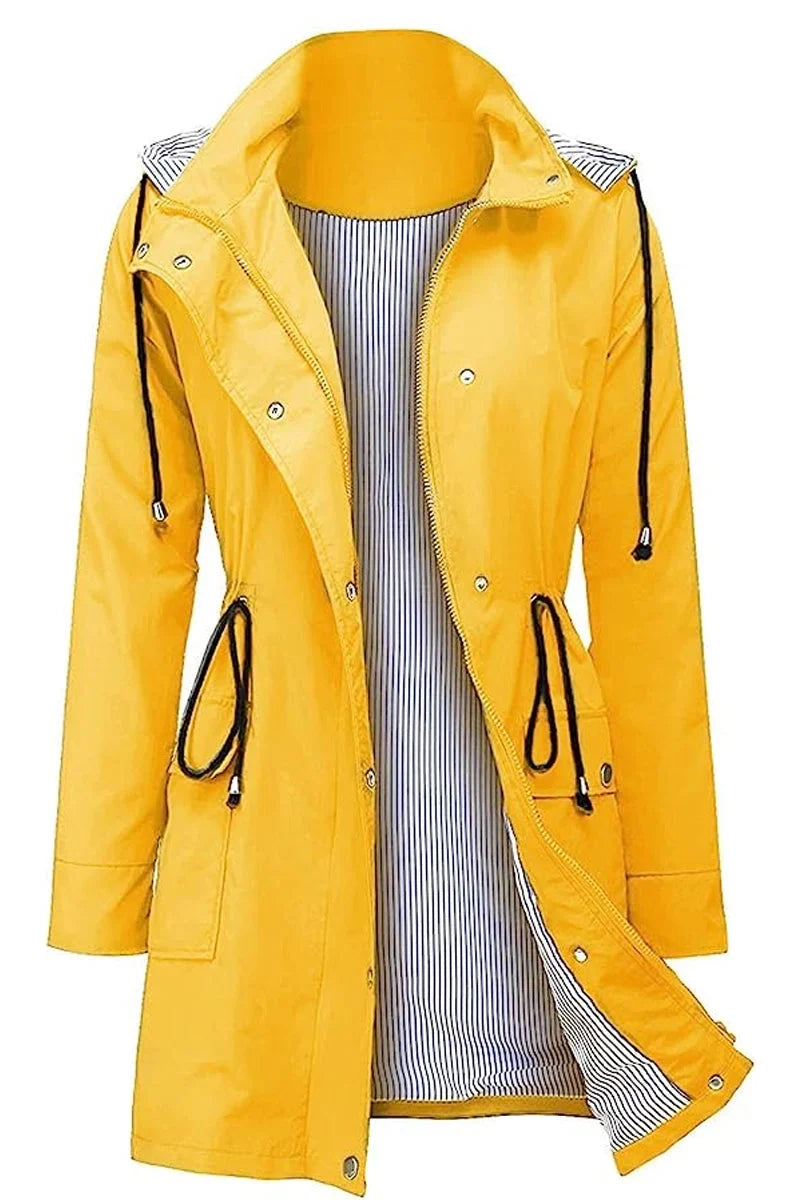 Women's Weatherproof Rain Jacket – Drawstring Hood, Flap Pockets