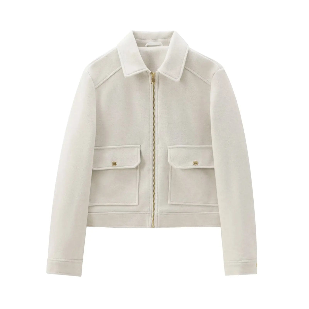 Women's Zip-Up Coat with Front Flap Pockets
