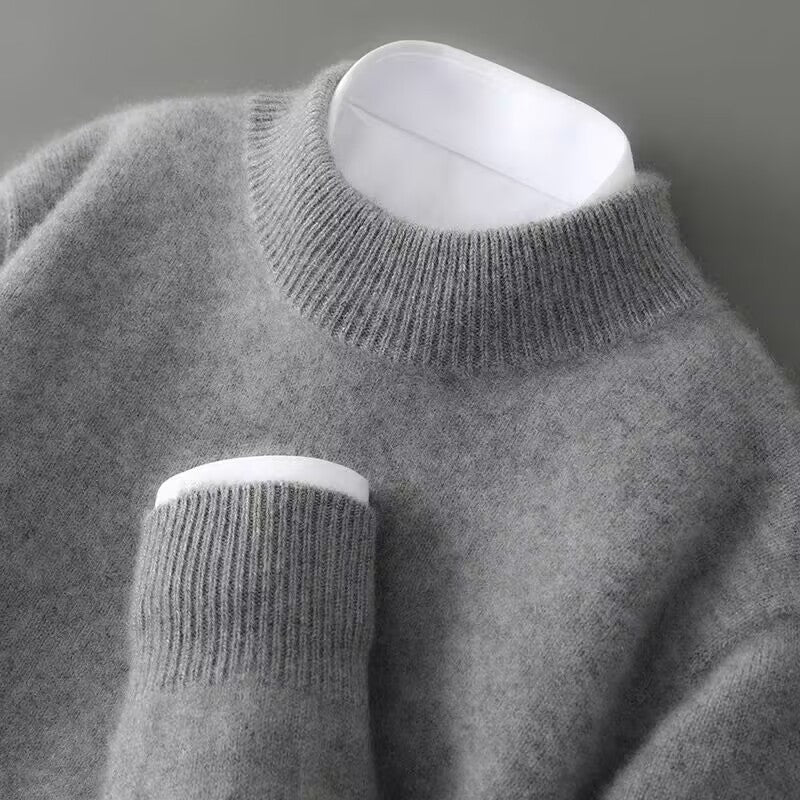 Pull femme à col montant - finitions côtelées, coupe décontractée