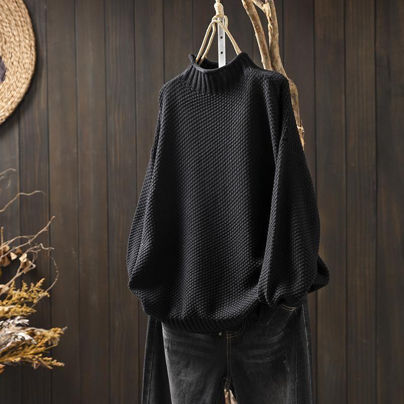 Women's Knitted Turtleneck Jumper – Long Sleeve, Regular Fit