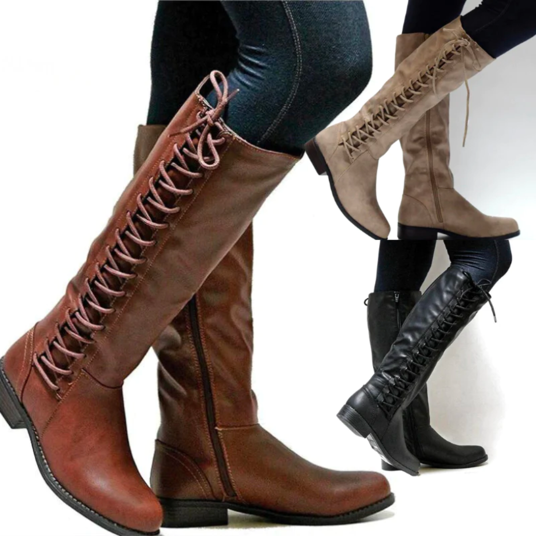 Women's Knee-High Boots – Low Block Heel, Soft Lining