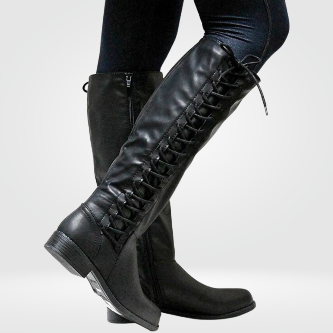 Women's Knee-High Boots – Low Block Heel, Soft Lining