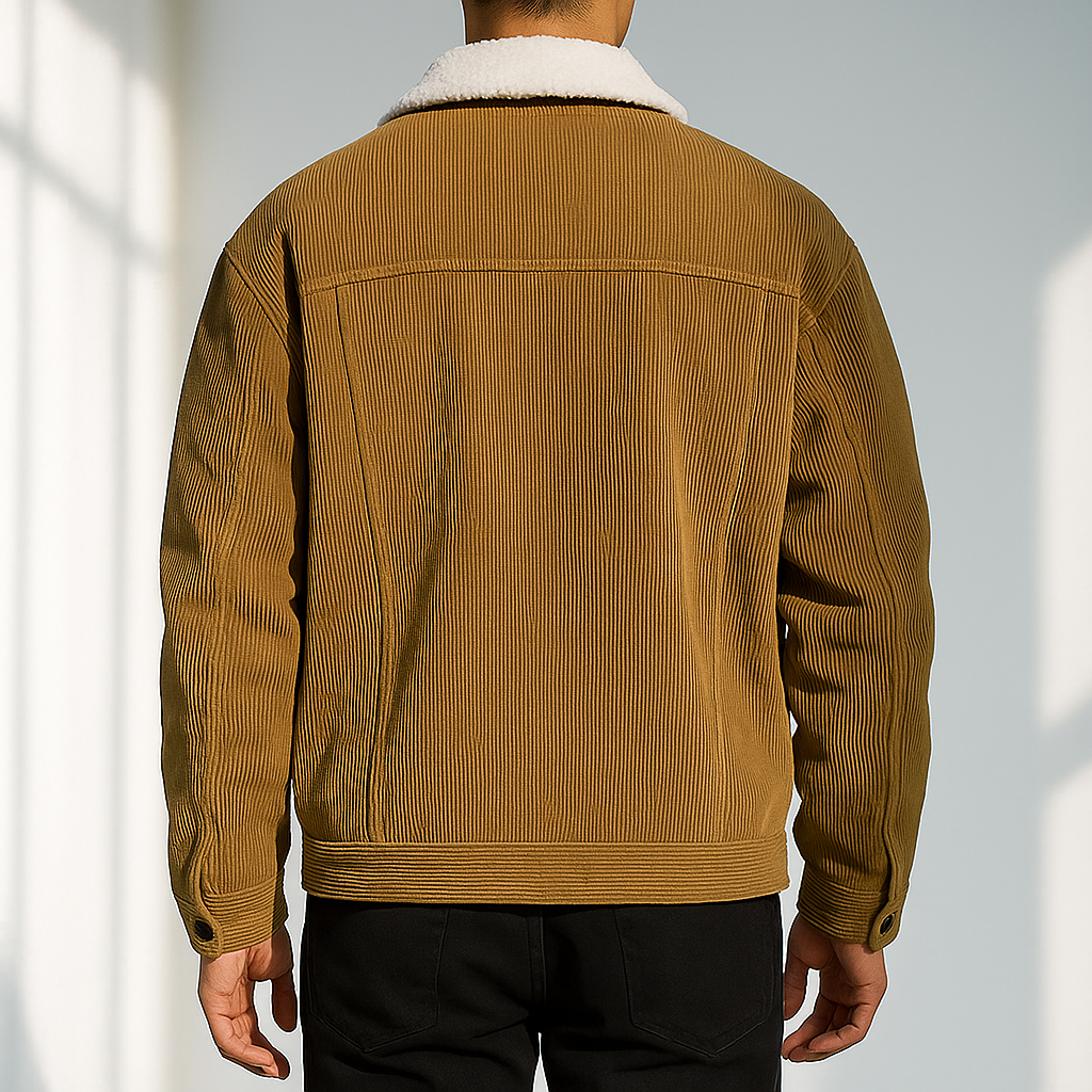 Men's Corduroy Jacket – Snap Front, Patch Chest Pockets snap button placket