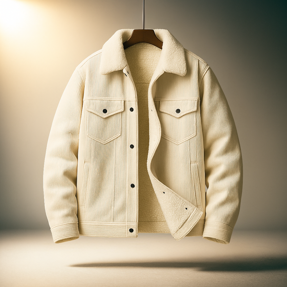 Men's Corduroy Jacket – Snap Front, Patch Chest Pockets full length view