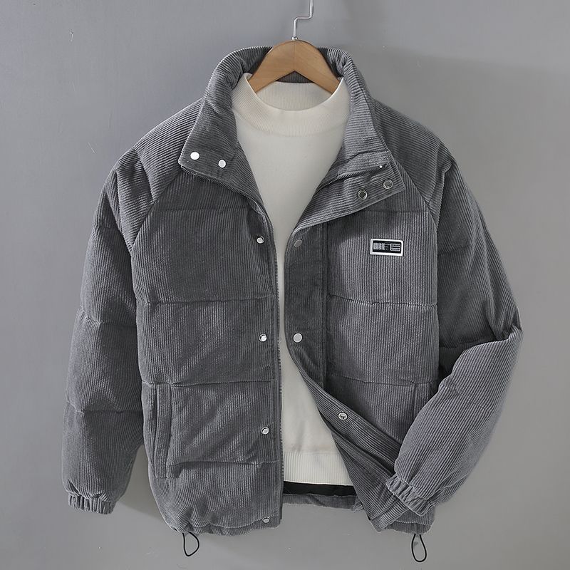 Men's Corduroy Winter Jacket – Full-Zip, Deep Pockets front view