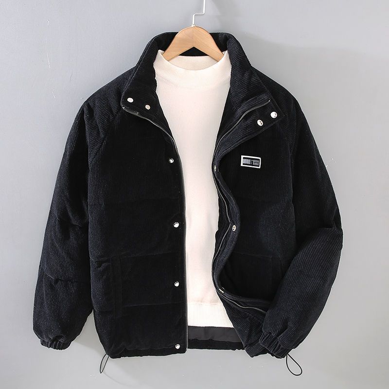 Men's Corduroy Winter Jacket – Full-Zip, Deep Pockets pocket detail