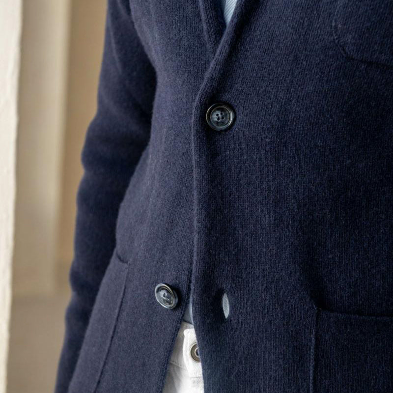 Men's Knit Blazer Jacket – Notch Lapel, Patch Pockets styled view