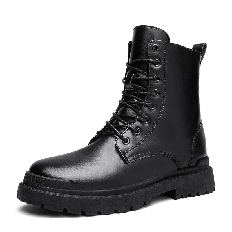 Men's Combat Ankle Boots – Lace-Up, Side Zip, Lug Sole