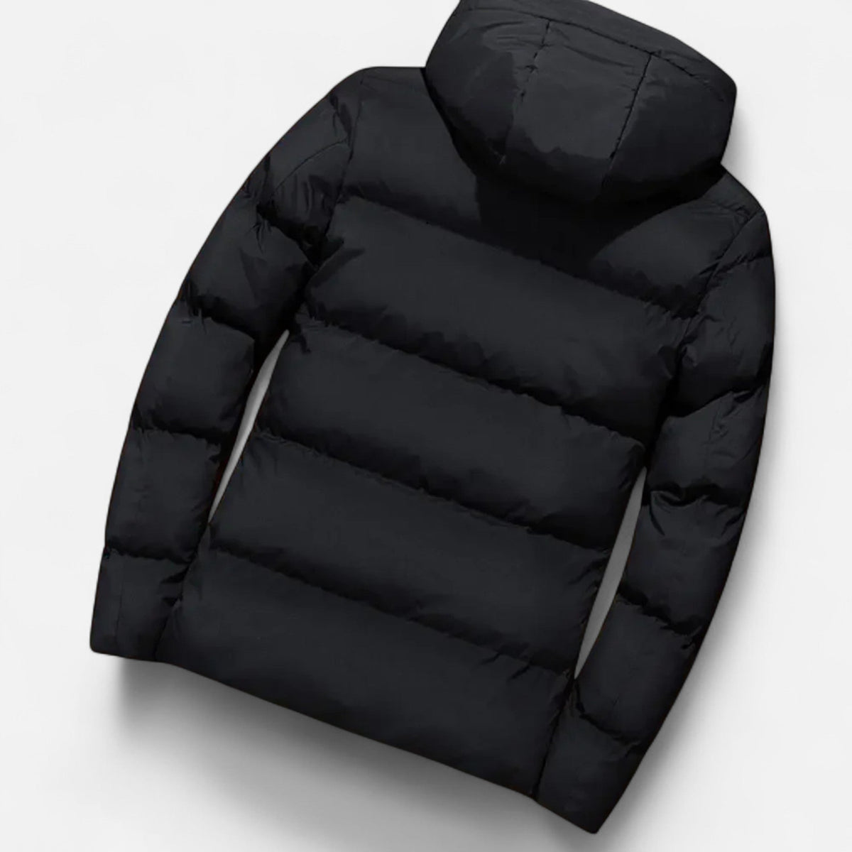 Men's Quilted Puffer Jacket – Hooded, High Funnel Neck