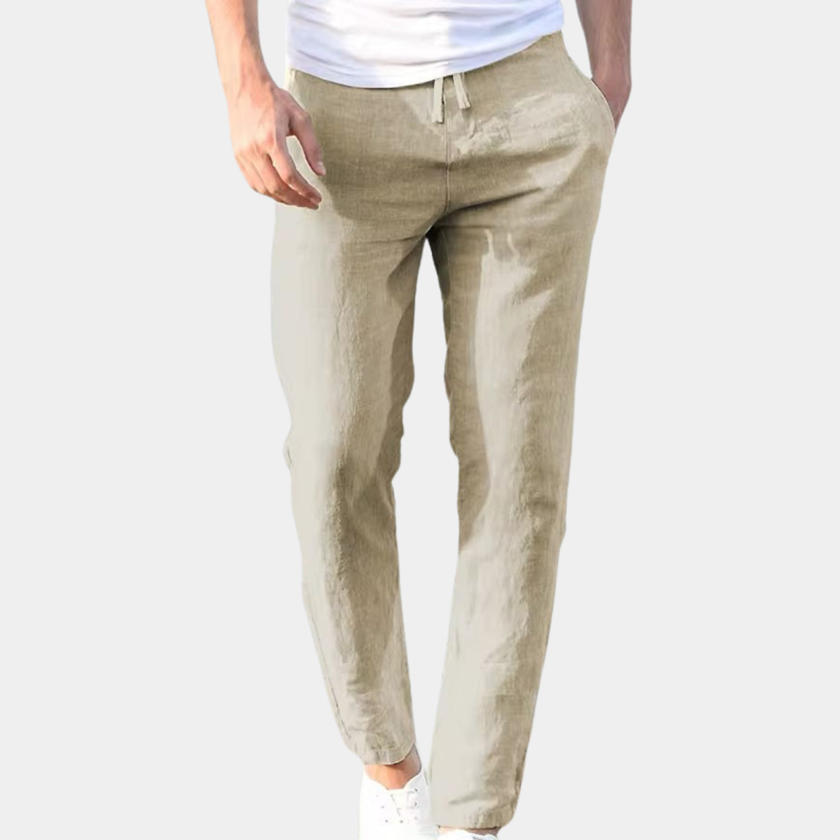 Men's Relaxed-Fit Summer Pants – Drawstring Waist, Tapered Leg