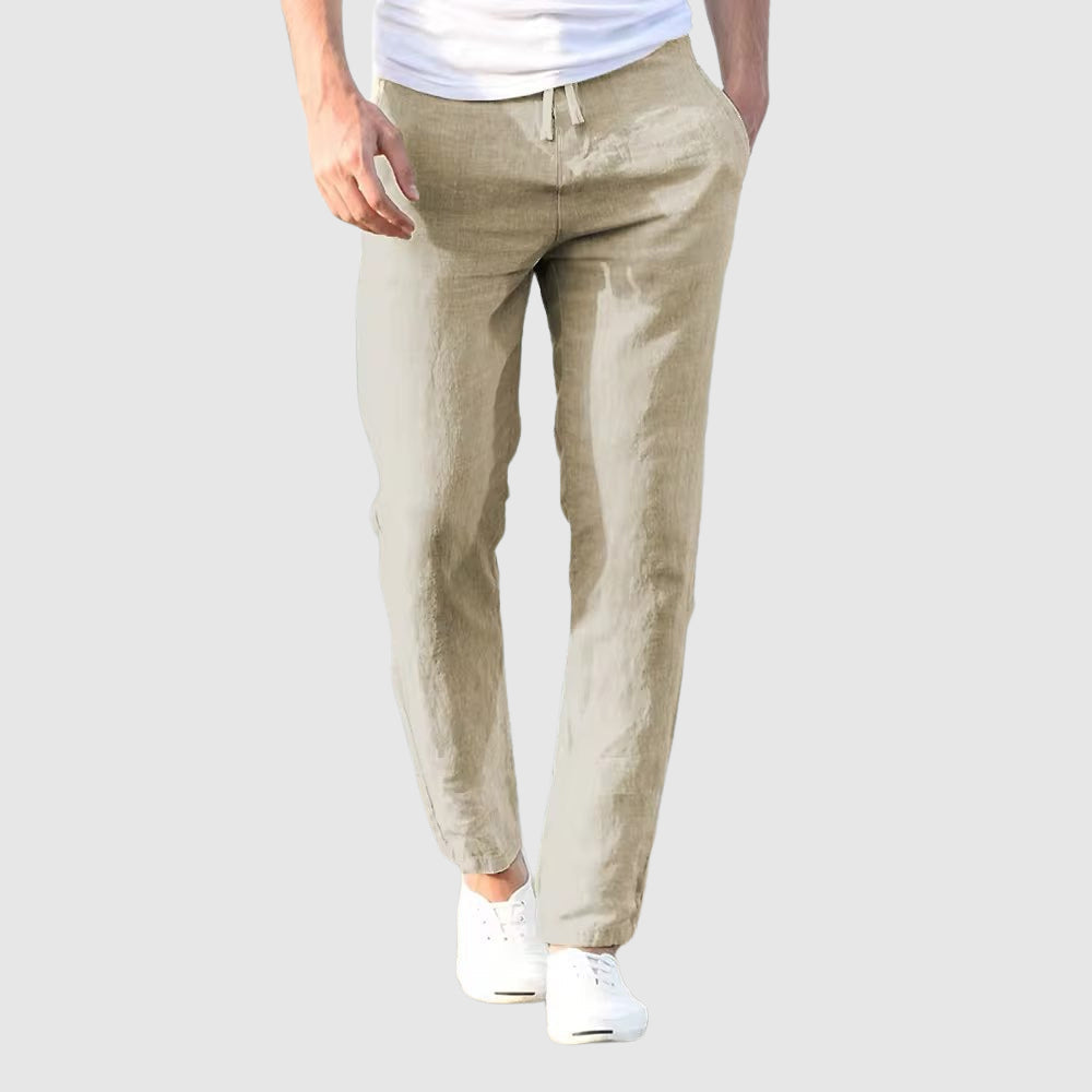 Men's Relaxed-Fit Summer Pants – Drawstring Waist, Tapered Leg