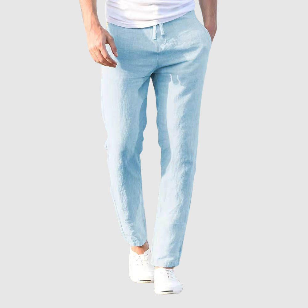 Men's Relaxed-Fit Summer Pants – Drawstring Waist, Tapered Leg