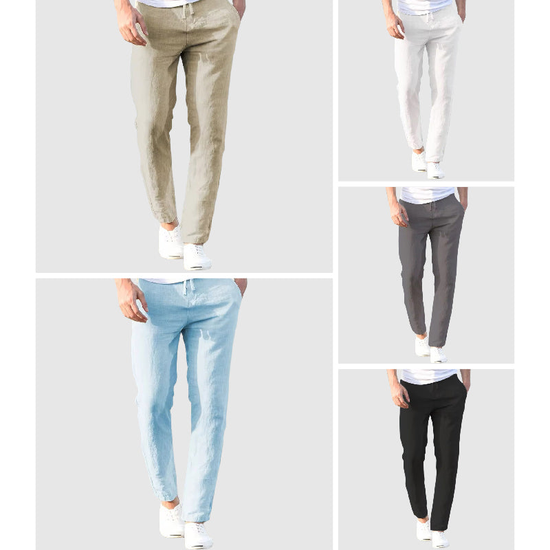 Men's Relaxed-Fit Summer Pants – Drawstring Waist, Tapered Leg