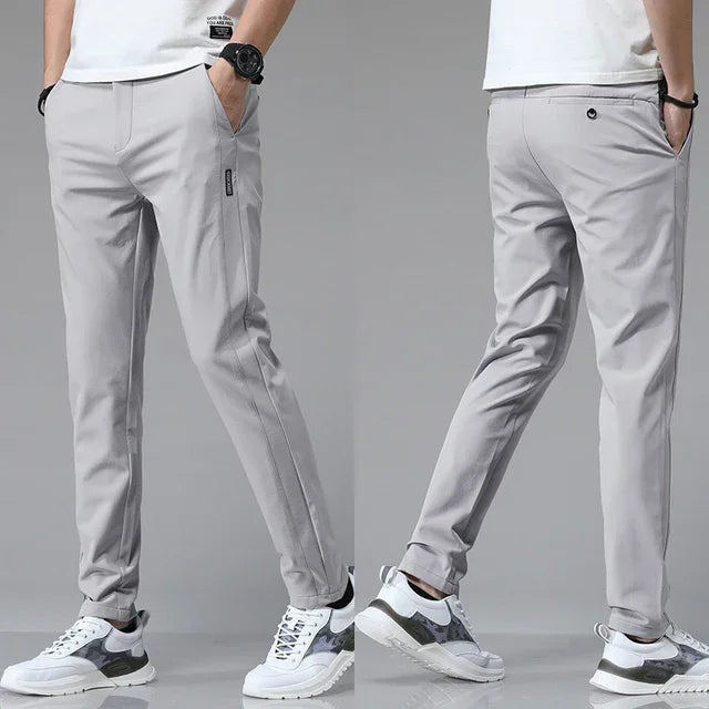 Men's Slim Fit Pants – Tapered Leg, Elasticated Waist