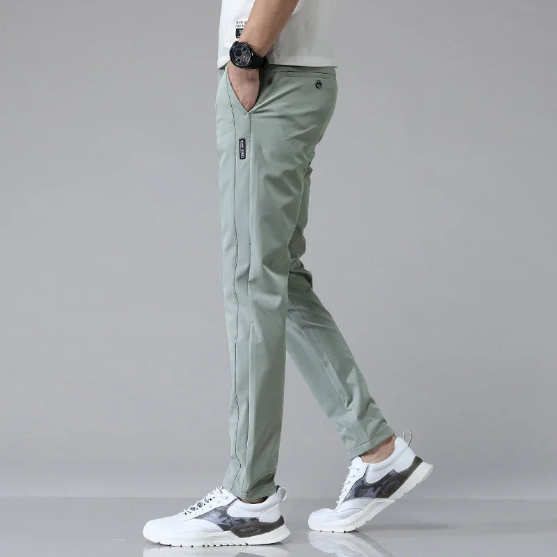 Men's Slim Fit Pants – Tapered Leg, Elasticated Waist