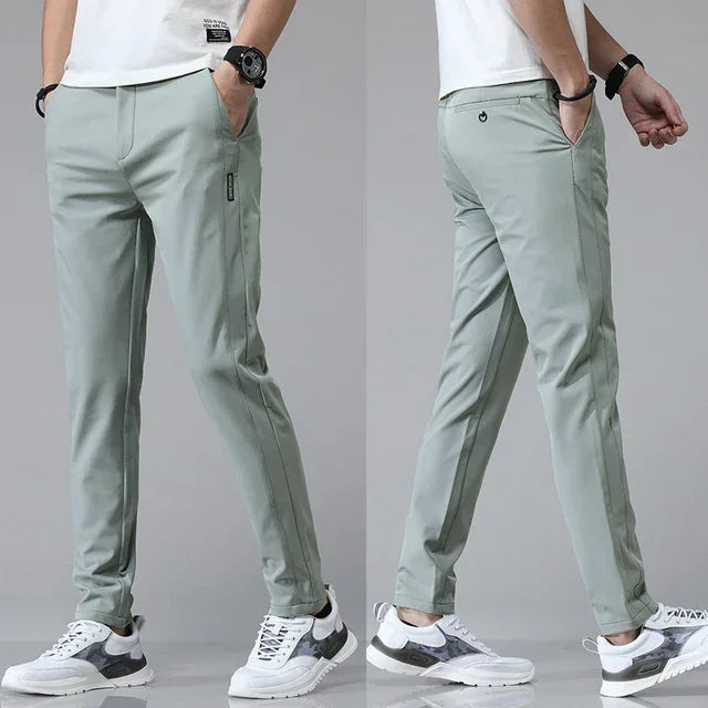 Men's Slim Fit Pants – Tapered Leg, Elasticated Waist