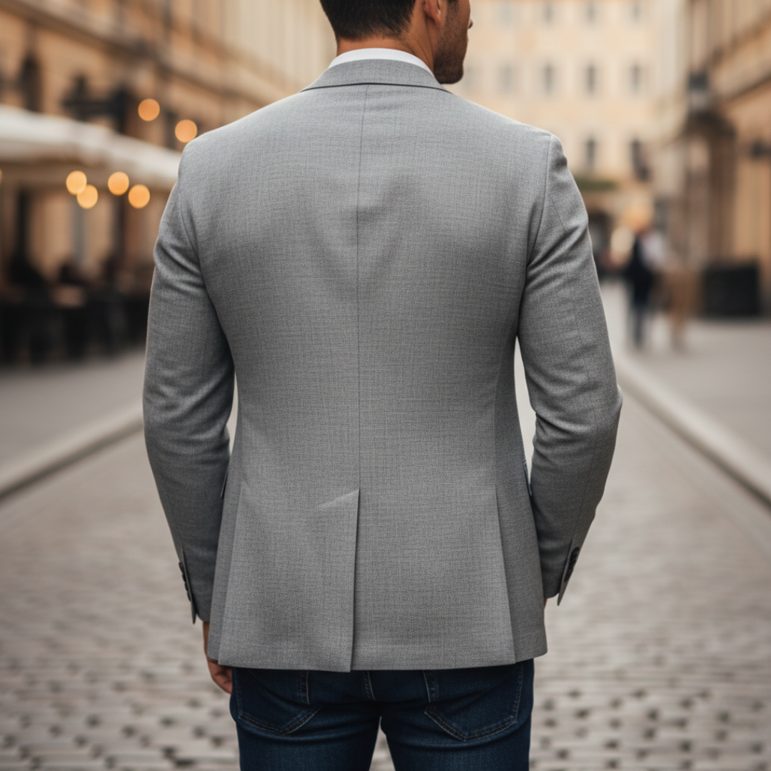 Men's Slim-Fit Structured Blazer – Single-Button, Notch Lapel side view