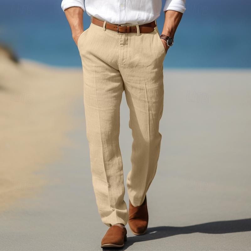 Men's Straight-Leg Pants – Belt Loops, Classic Waist waistband detail