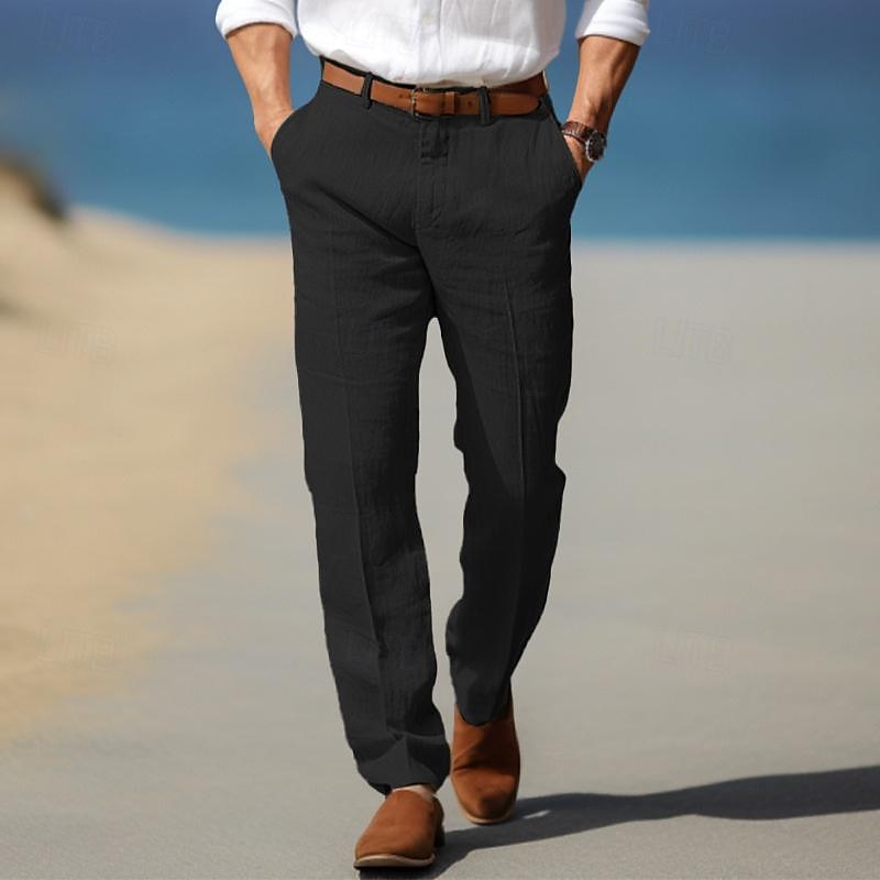 Men's Straight-Leg Pants – Belt Loops, Classic Waist full-length view