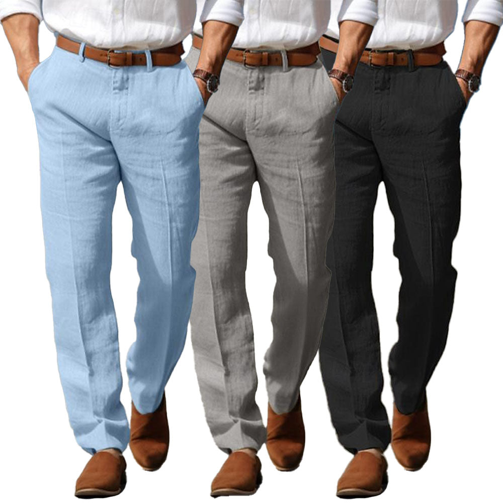Men's Straight-Leg Pants – Belt Loops, Classic Waist fabric close-up