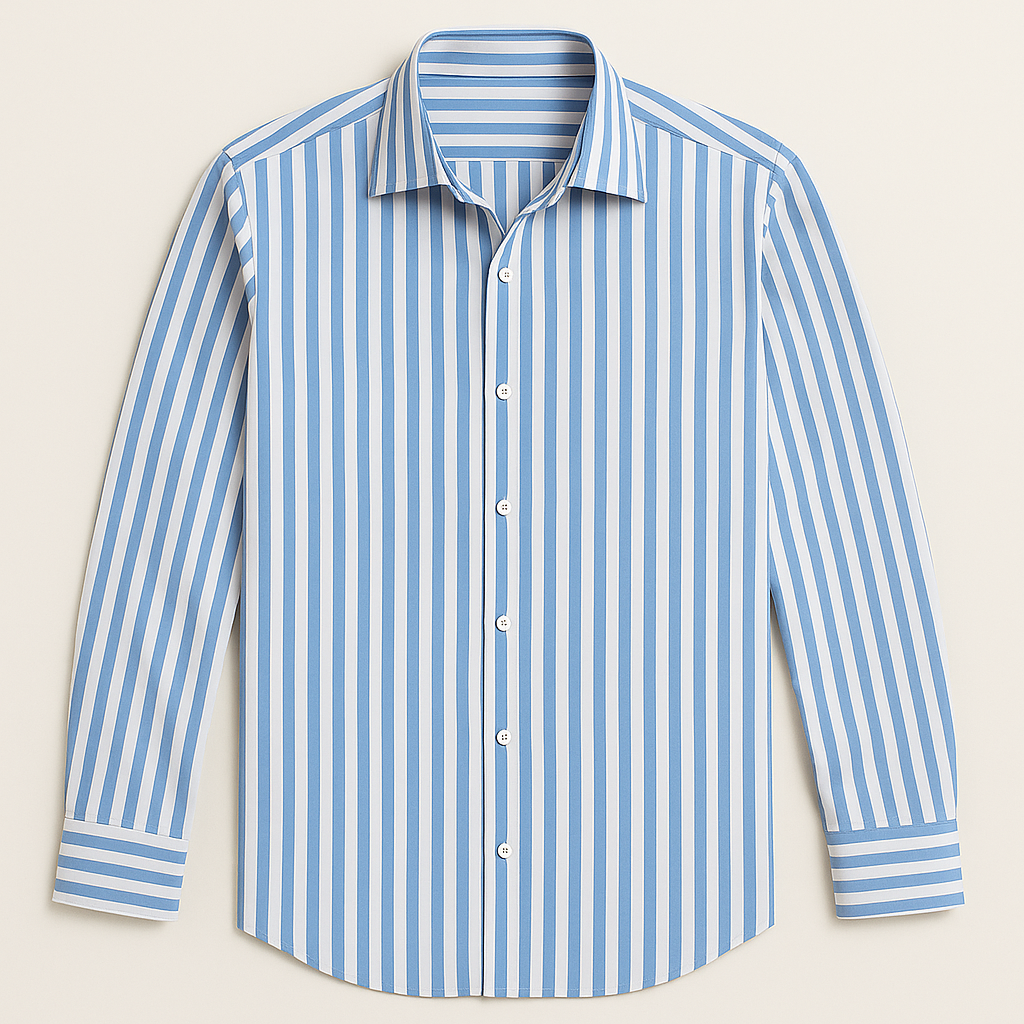 Men's Striped Polo Shirt – Ribbed Collar, Short Sleeve sleeve detail