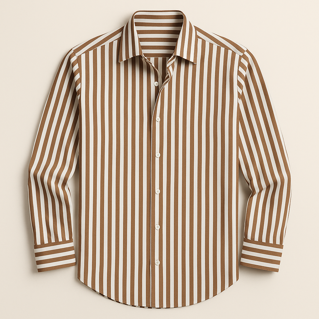 Men's Striped Polo Shirt – Ribbed Collar, Short Sleeve side view