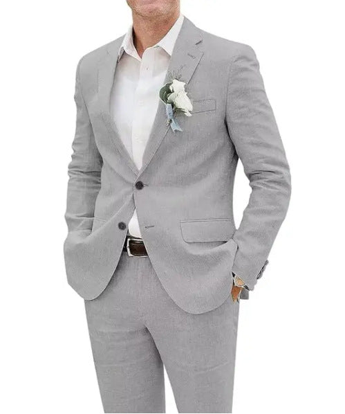 Men's tailored two-piece suit full outfit view