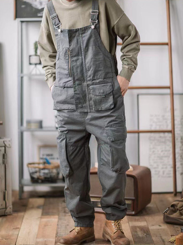 Men's Utility Cargo Overall – Bib Front, Zip Chest Pocket side view