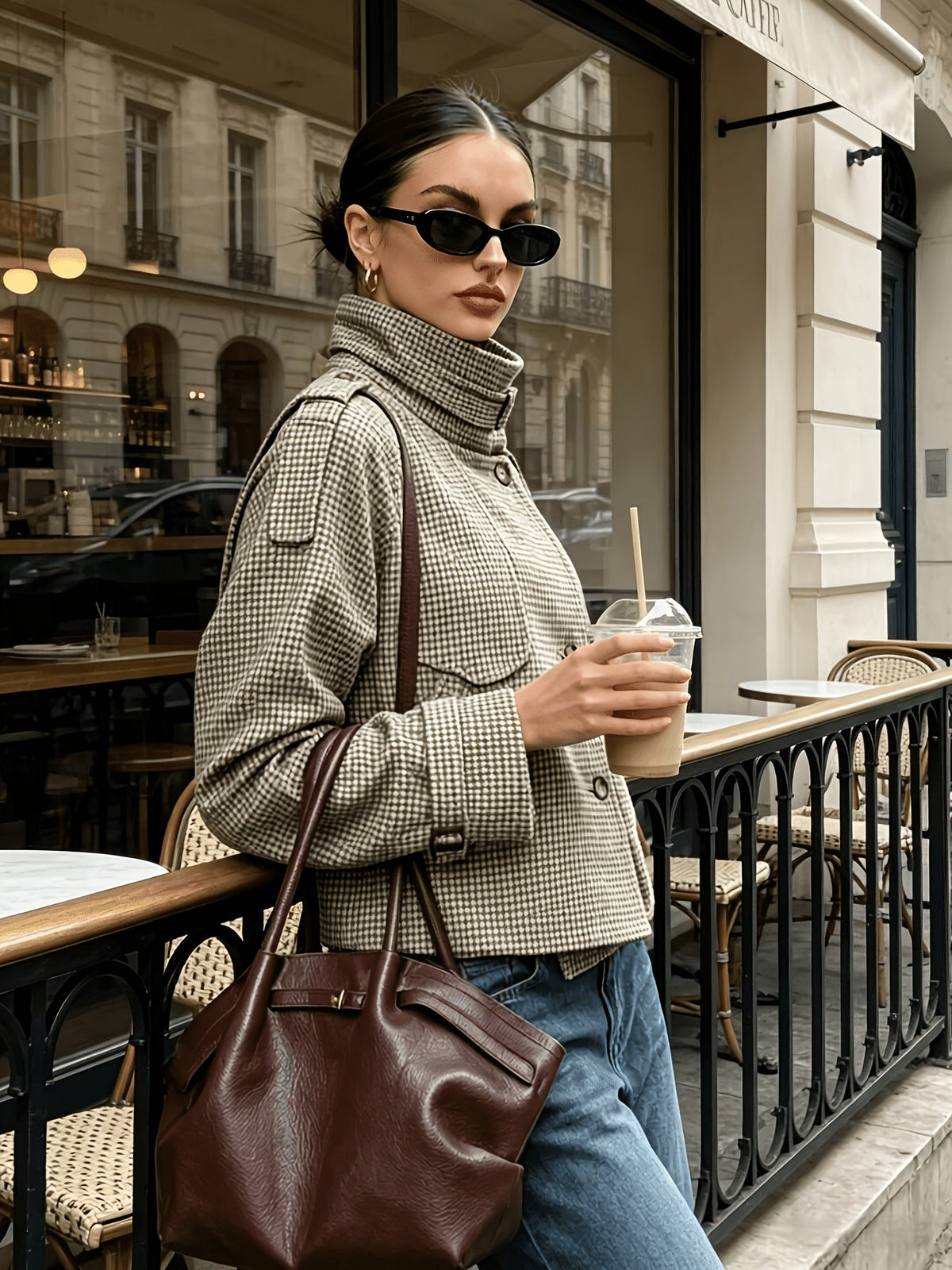 Cropped jacket side profile with relaxed fit