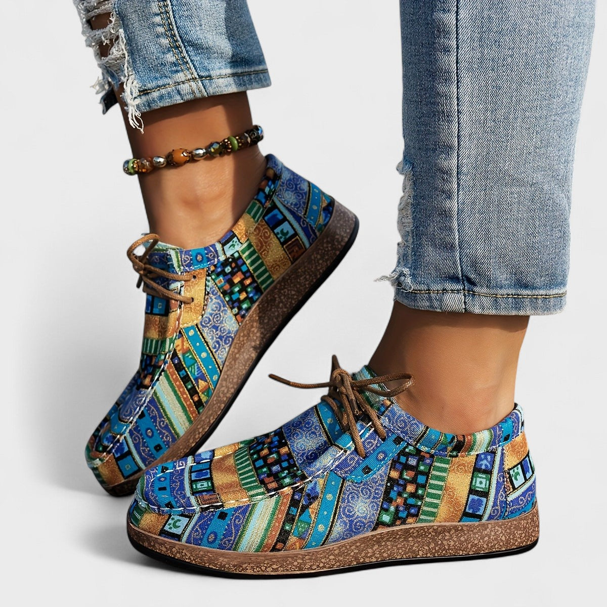 Women's Lace-Up Sneakers – Round Toe, Shock-Absorbing Sole colour options