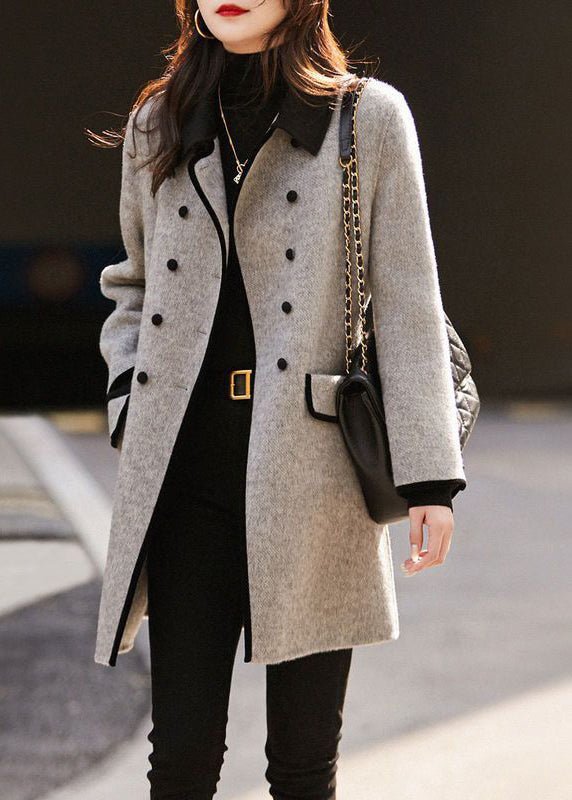 Women's Longline Wool Coat – Notch Lapel, Belted Waist front view