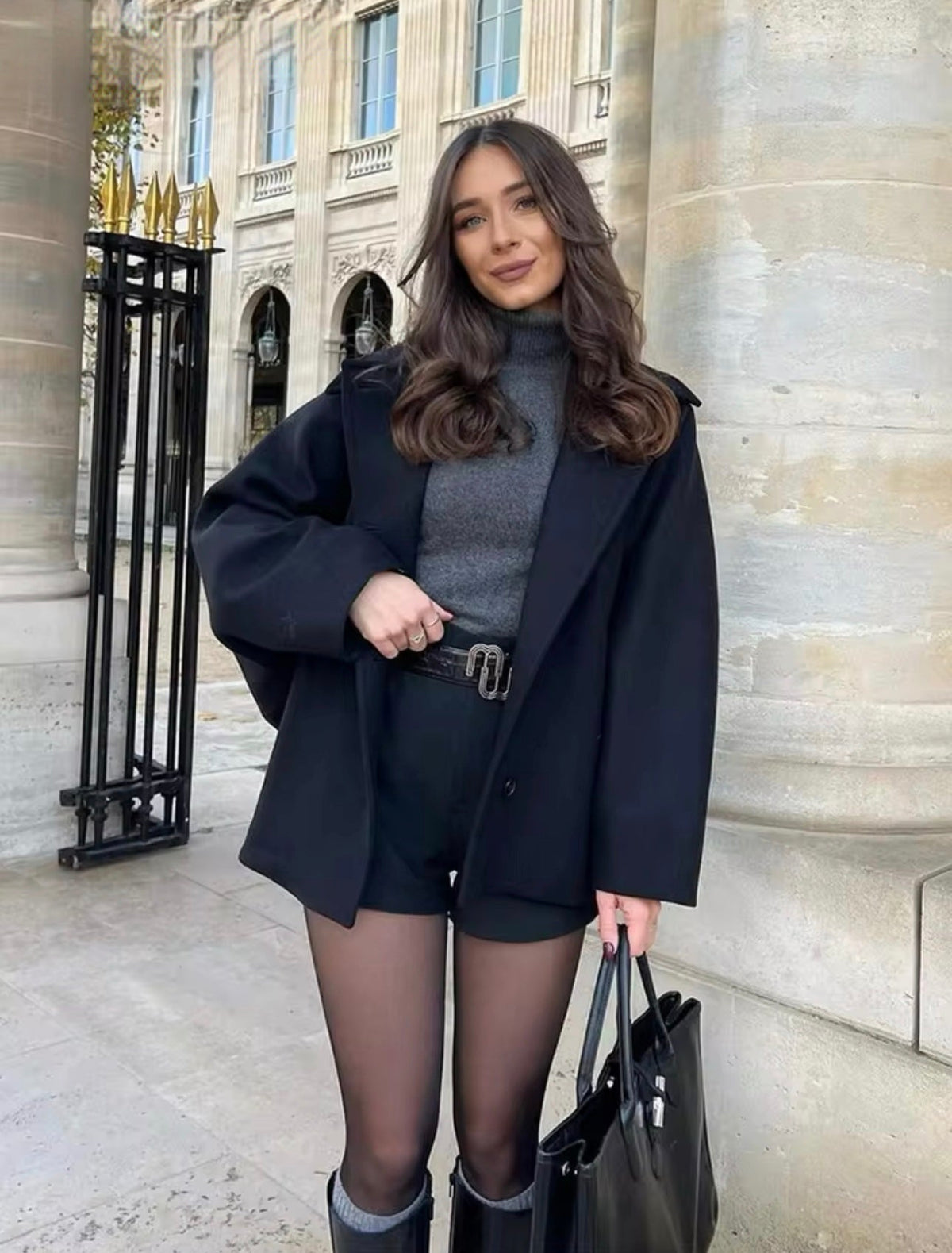 Women's Oversized Wool Coat – Notch Lapel, Drop Shoulder