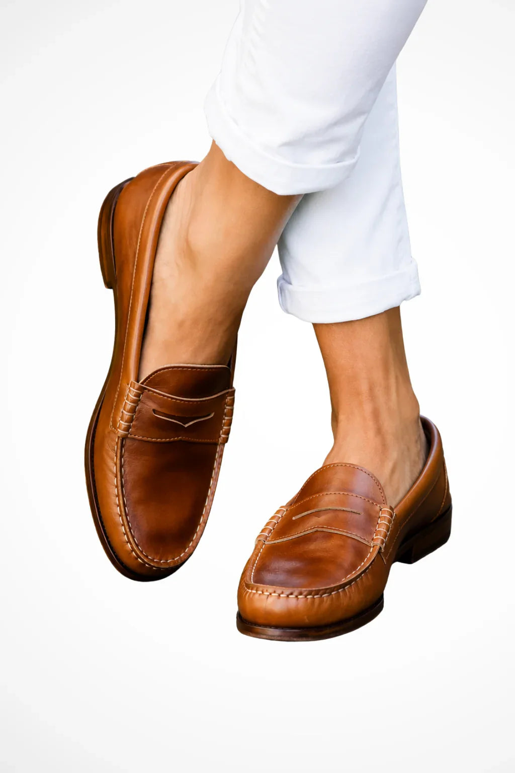 Women's Penny Loafers – Slip-On, Round Toe, Low Heel